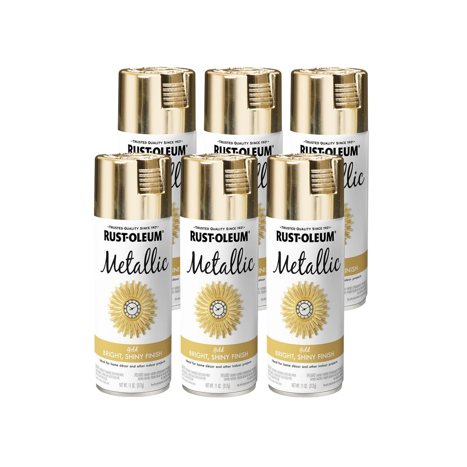 Rust-Oleum Specialty Metallic Spray Gold can delivers a bright, reflective finish for décor projects.