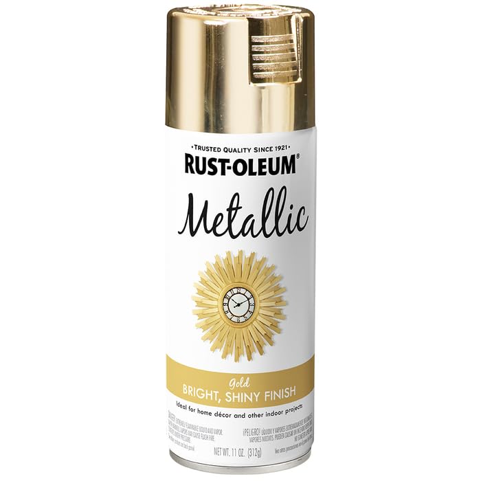 Rust-Oleum Specialty Metallic Spray Gold on a candle holder gives a luxe gold glow.