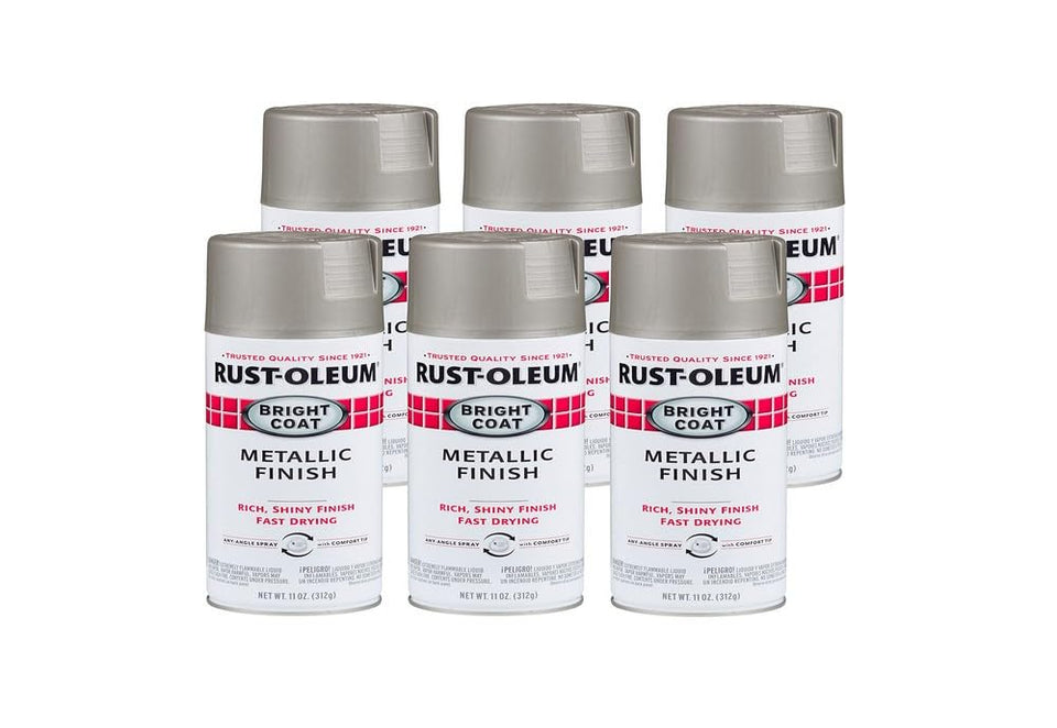 Rust-Oleum Stops Rust Bright Coat Metallic spray on aluminum surface adds durable metallic shine.