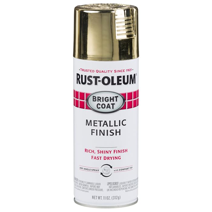 Rust-Oleum Stops Rust Bright Coat Gold spray applied to lamps and planters indoors