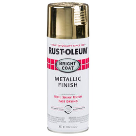 Rust-Oleum Stops Rust Bright Coat Gold spray applied to lamps and planters indoors