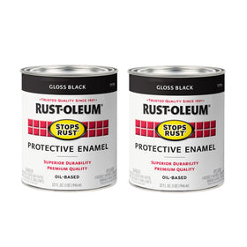 Rust-Oleum Stops Rust brush-on paint in gloss black for durable metal protection