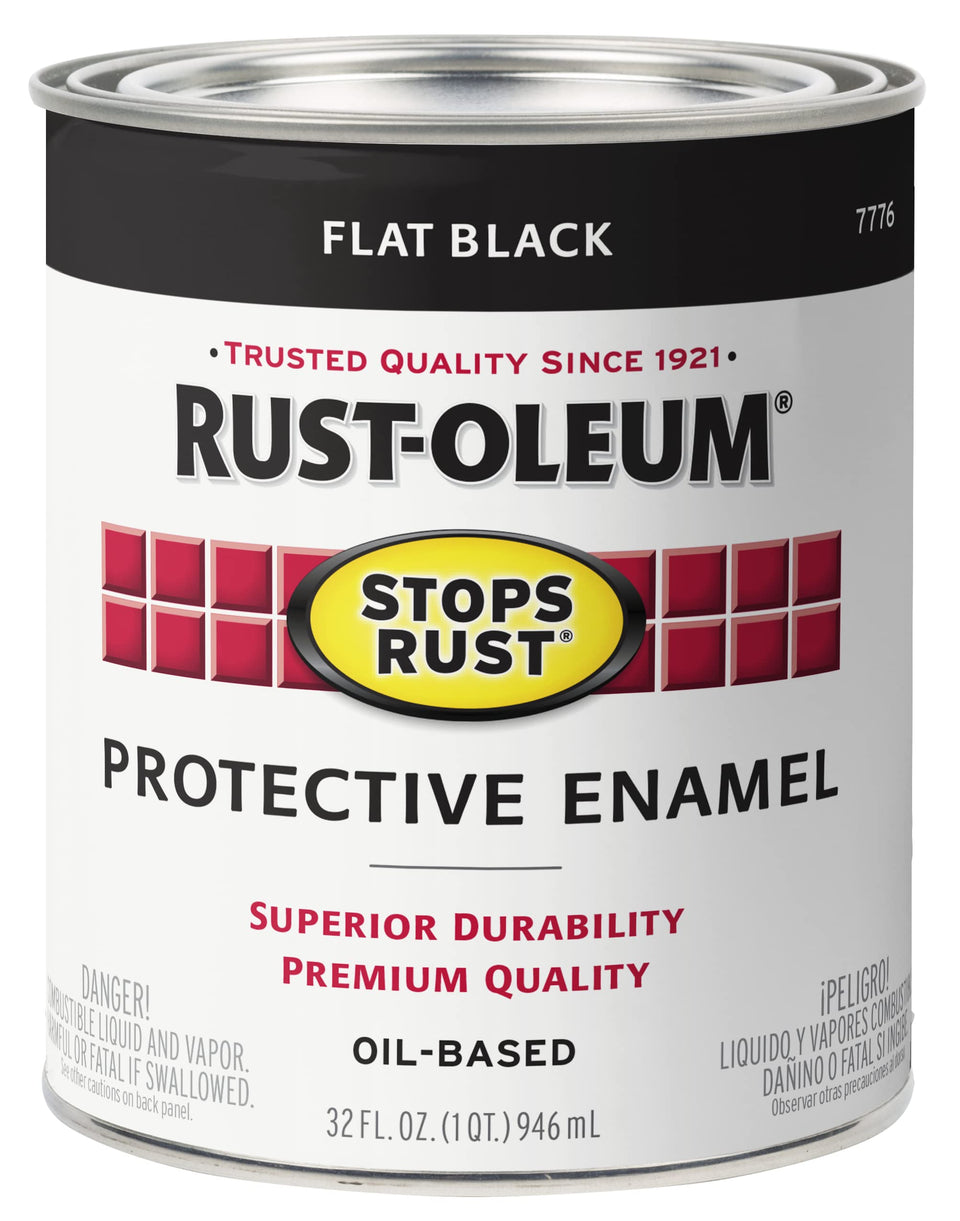 Rust-Oleum Stops Rust brush-on paint quart flat black protects metal surfaces