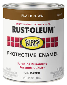 Rust-Oleum Stops Rust brush-on paint quart flat brown protects metal and wood from rust