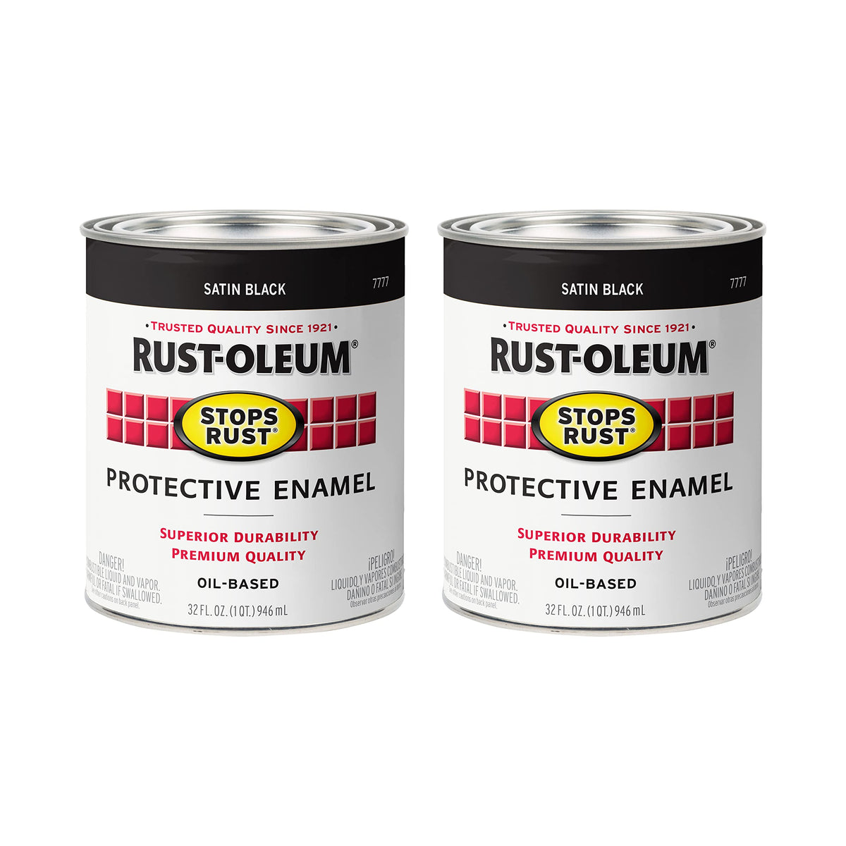 Rust-Oleum Stops Rust brush-on paint quart satin black 2-pack protects metal and wood surfaces