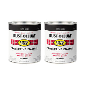 Rust-Oleum Stops Rust brush-on paint quart satin black 2-pack protects metal and wood surfaces