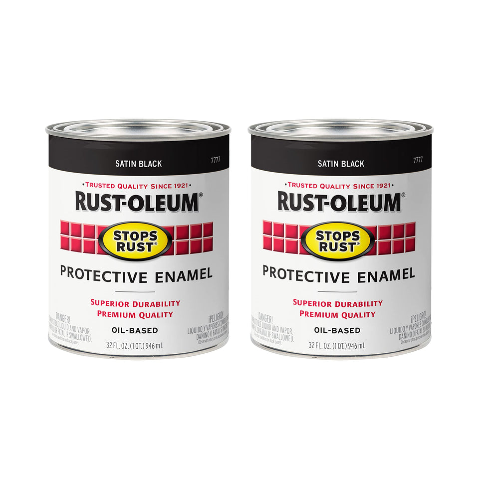 Rust-Oleum Stops Rust brush-on paint quart satin black 2-pack protects metal and wood surfaces