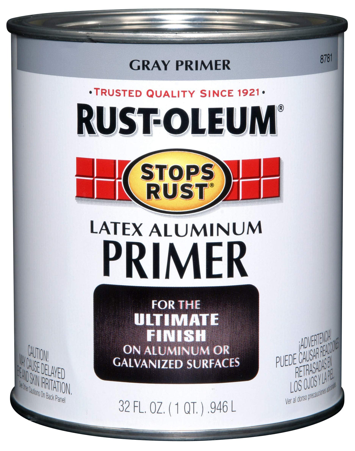 Rust-Oleum Stops Rust flat aluminum primer bottle ready for durable adhesion on metal