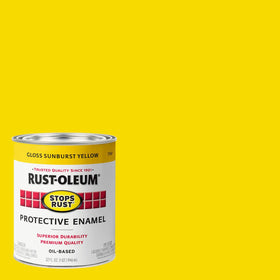 Rust-Oleum Stops Rust gloss Sunburst Yellow close-up shows glossy finish and color depth.