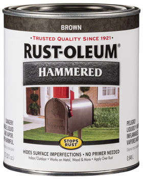 Rust-Oleum Stops Rust Hammered brown quart can showing durable rust protection