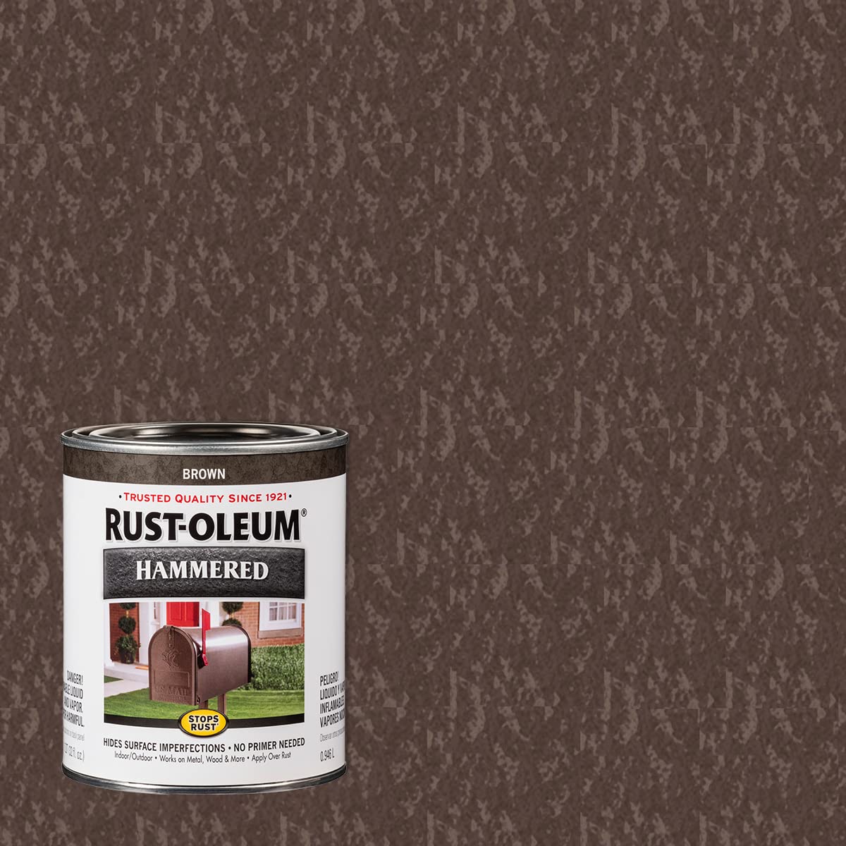 Rust-Oleum Stops Rust Hammered close-up reveals textured finish hides flaws
