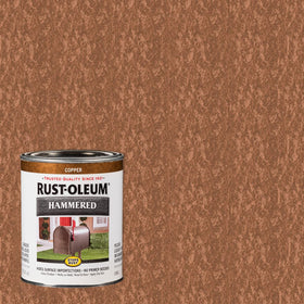 Rust-Oleum Stops Rust Hammered Copper applied to a wheelbarrow metal surface.