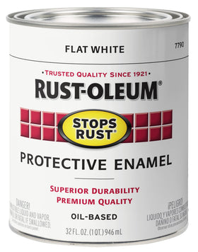 Rust-Oleum Stops Rust paint quart flat white protects metal surfaces from rust