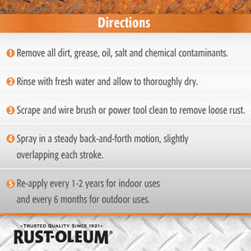Rust-Oleum Stops Rust sprays evenly and dries clear for metal.