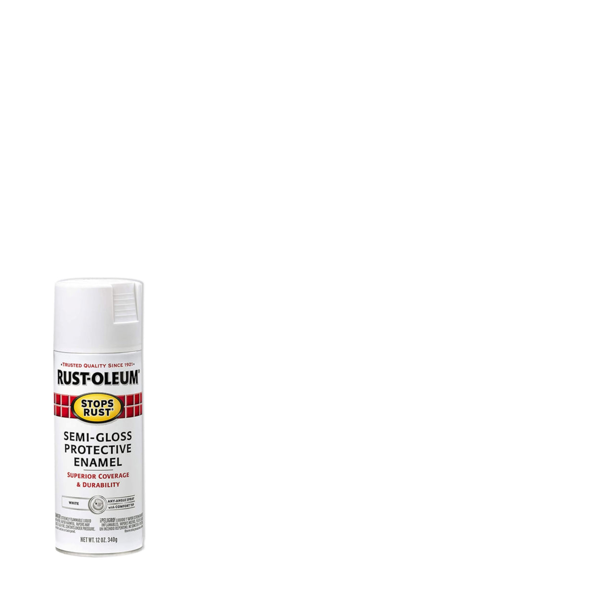 Rust-Oleum Stops Rust protective enamel in white provides durable coverage for wood and metal.