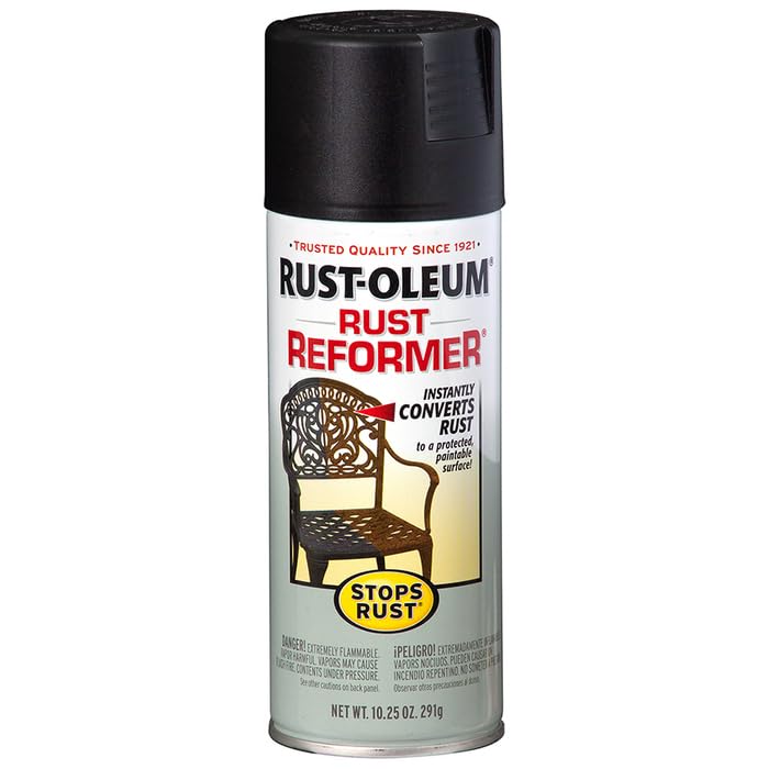 Rust-Oleum Stops Rust Rust Reformer drying on metal, ready for touch.