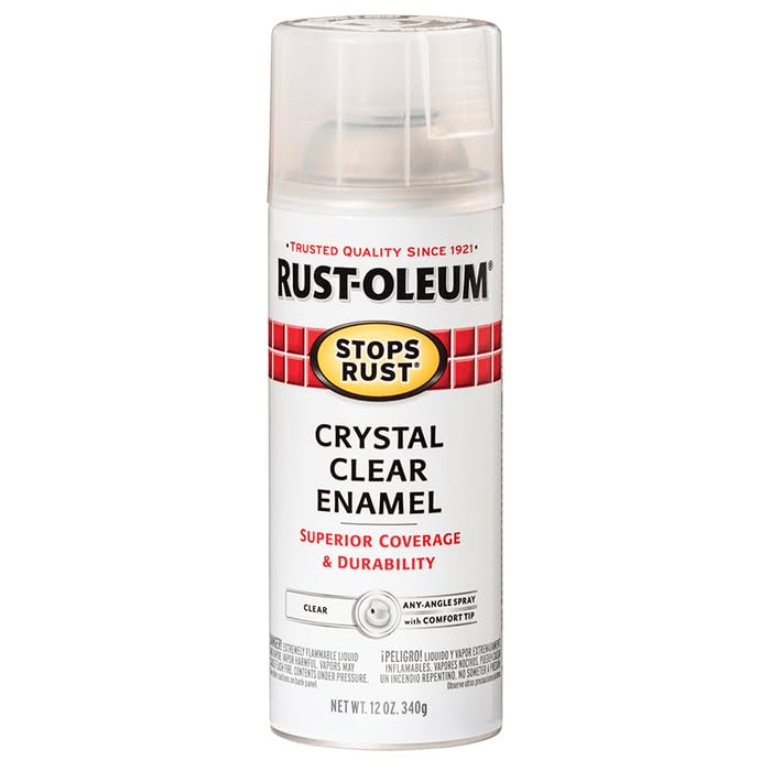 Glossy crystal-clear finish sample from Rust-Oleum Stops Rust on a surface