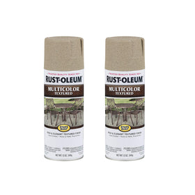 Rust-Oleum Stops Rust textured spray Desert Bisque, two-pack, front view for durable projects.
