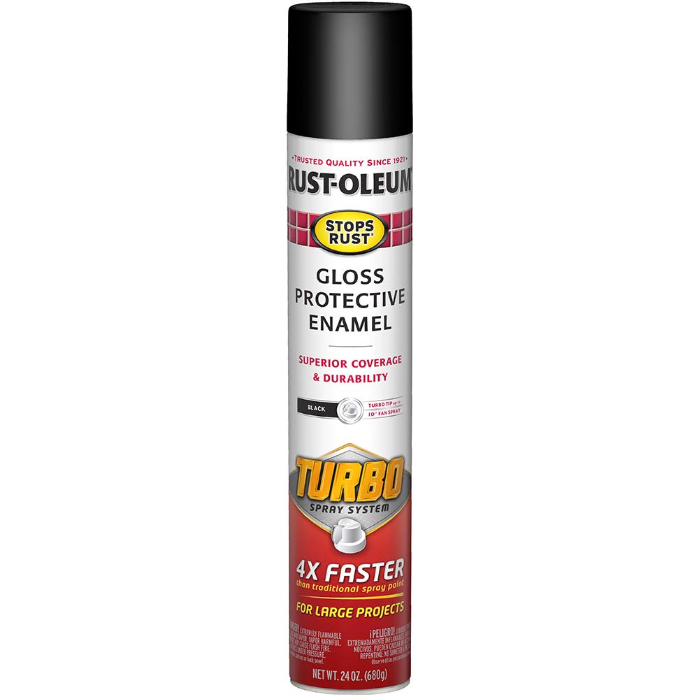 Rust-Oleum Stops Rust Turbo Spray System 24 oz gloss black coats metal for lasting protection
