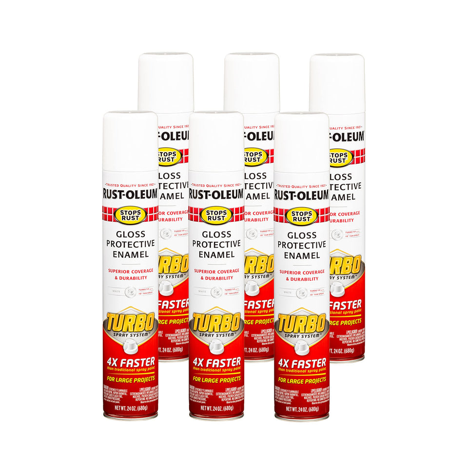 Rust-Oleum Stops Rust Turbo Spray System 24 oz can gloss white finish for metal and wood