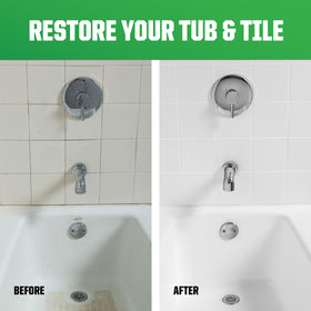 Rust-Oleum Tub and Tile Spray gloss-white finish on a sink area.