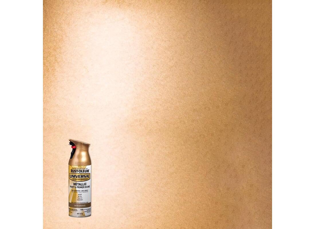 Rust-Oleum Universal All-Surface metallic finish on multiple materials, showcasing versatile coverage