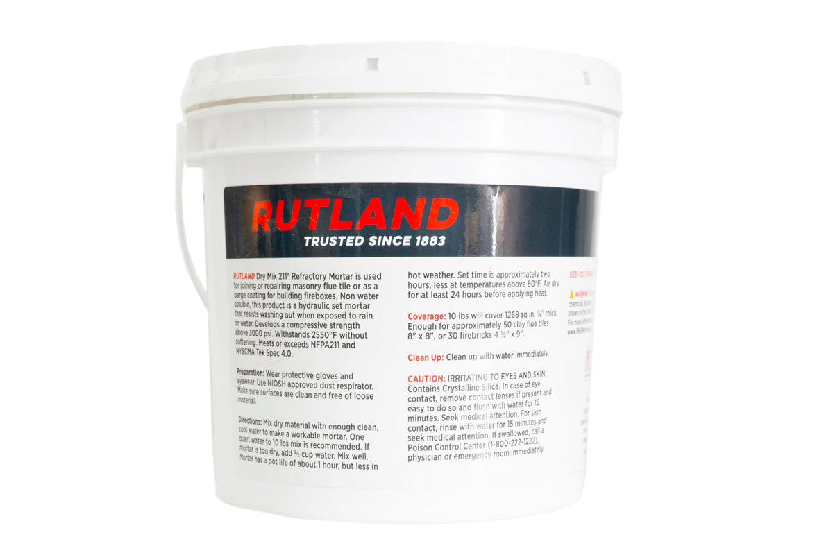Rutland Dry Mix 211 repairs fireplace brick with high-heat mortar
