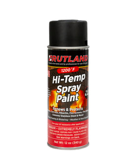 Rutland Products 1200F hi-temp spray paint can with durable flat black finish for stoves.