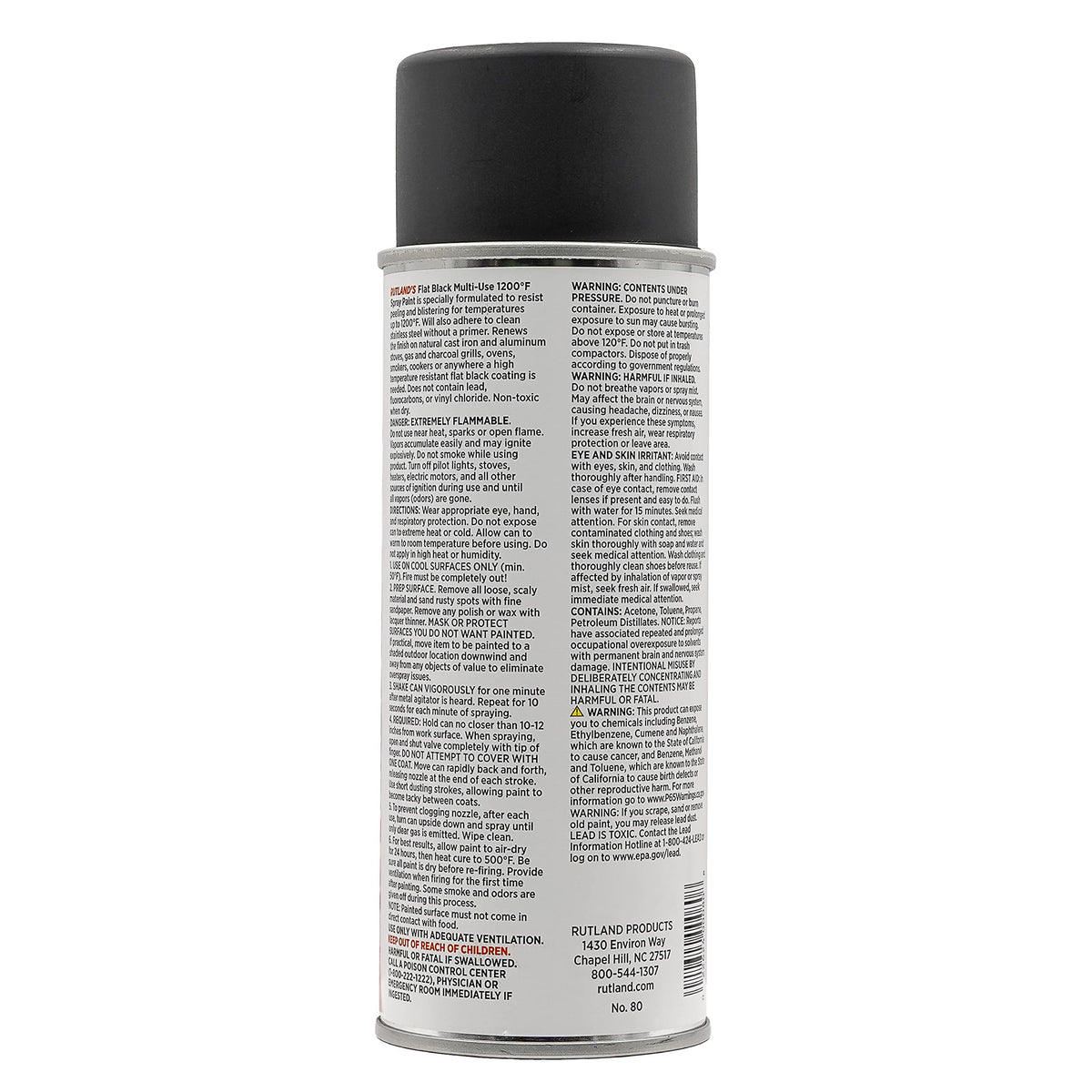 Rutland 1200F spray paint on stove surface providing rust resistance and long-lasting color.