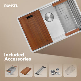 Ruvati RVH8300 brushed stainless steel finish hides scratches