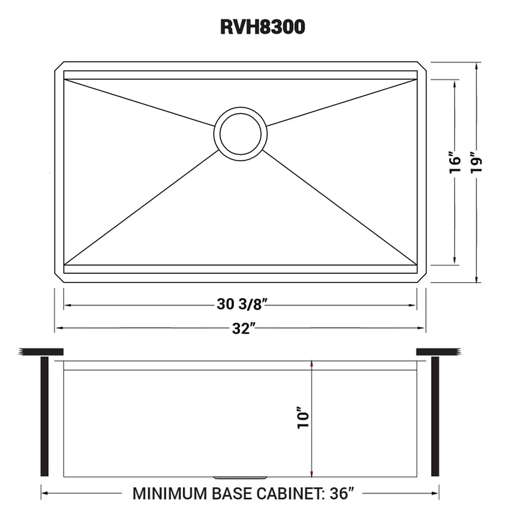Ruvati RVH8300 deep bowl enables thorough rinsing