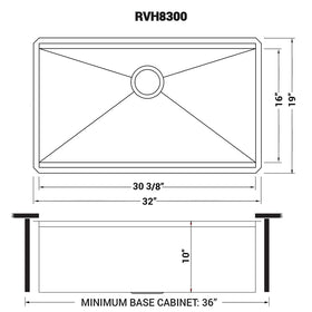 Ruvati RVH8300 deep bowl enables thorough rinsing