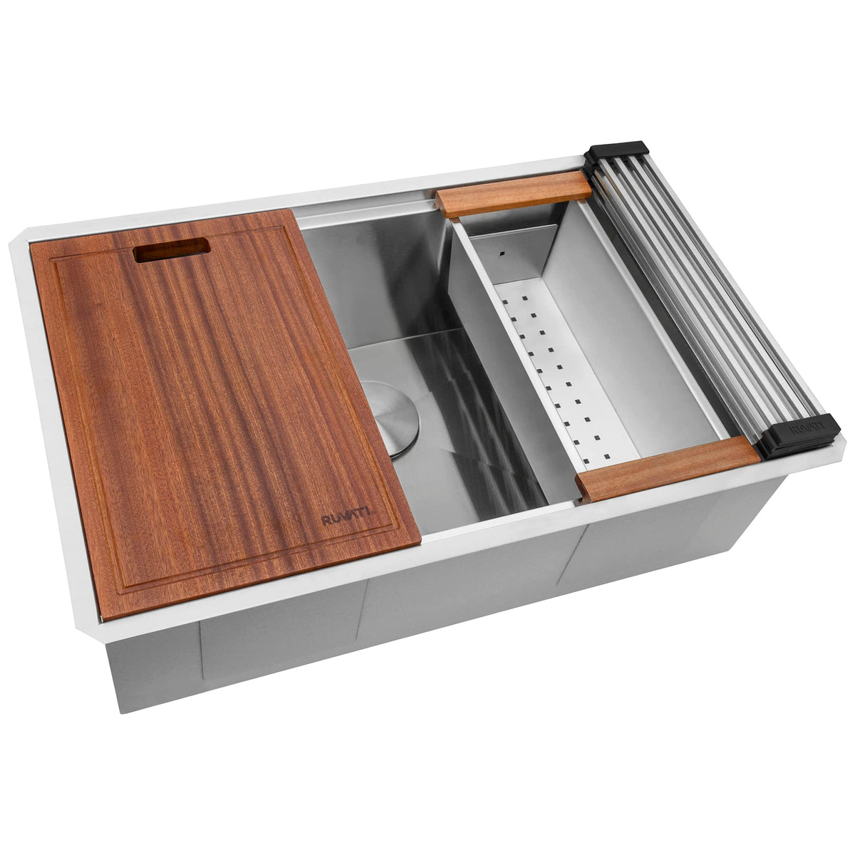 Ruvati RVH8300 workstation sink with cutting board for smart food prep