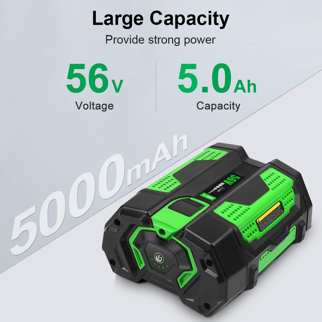 Ruzixt 56V battery capacity 5000mAh for extended runtimes.