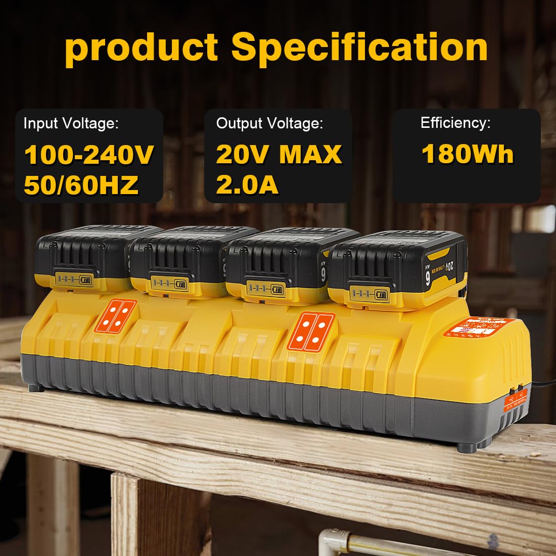 Ruzixt DCB104 with dual USB ports charges devices alongside batteries.