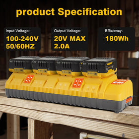 Ruzixt DCB104 with dual USB ports charges devices alongside batteries.