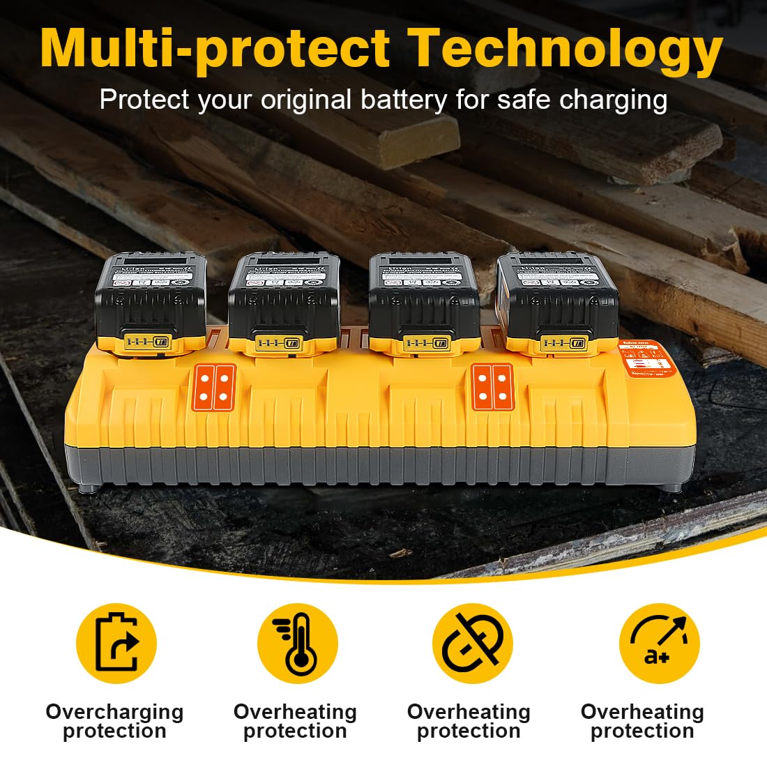 Bright orange housing enhances visibility on busy job sites.