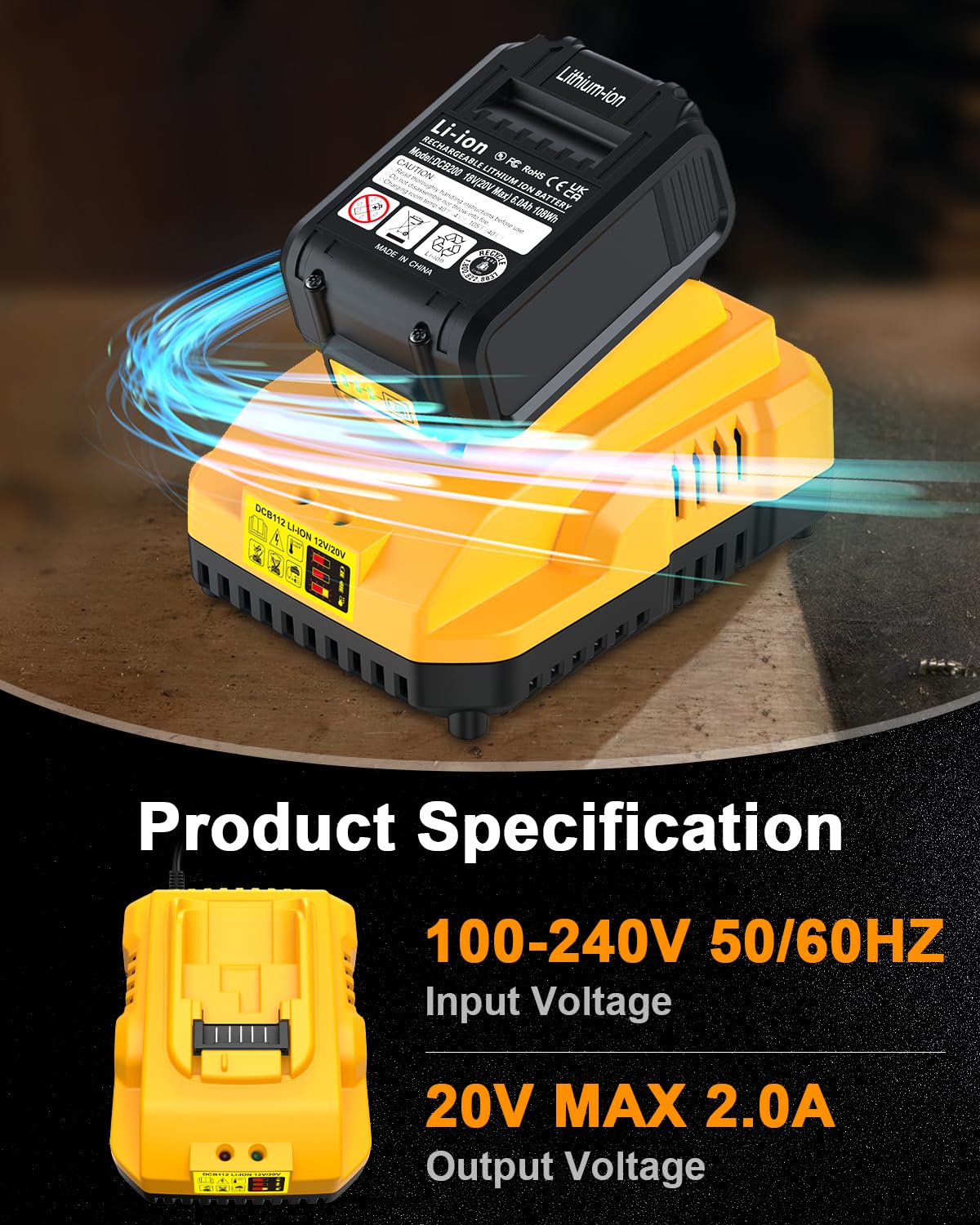 Ruzixt DCB112 charger LED indicator shows charging status at a glance.