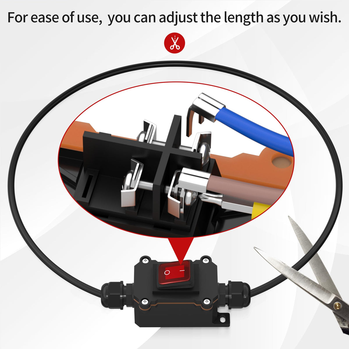 RVBOATPAT inline cord switch IP66 sealant close-up