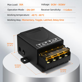 RVBOATPAT remote control button close-up highlighting durable switch for reliable operation