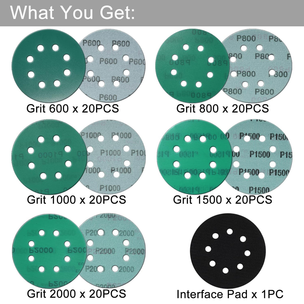 Rvetol 5-inch 8-hole sanding disc 800 grit for smooth finish on wood