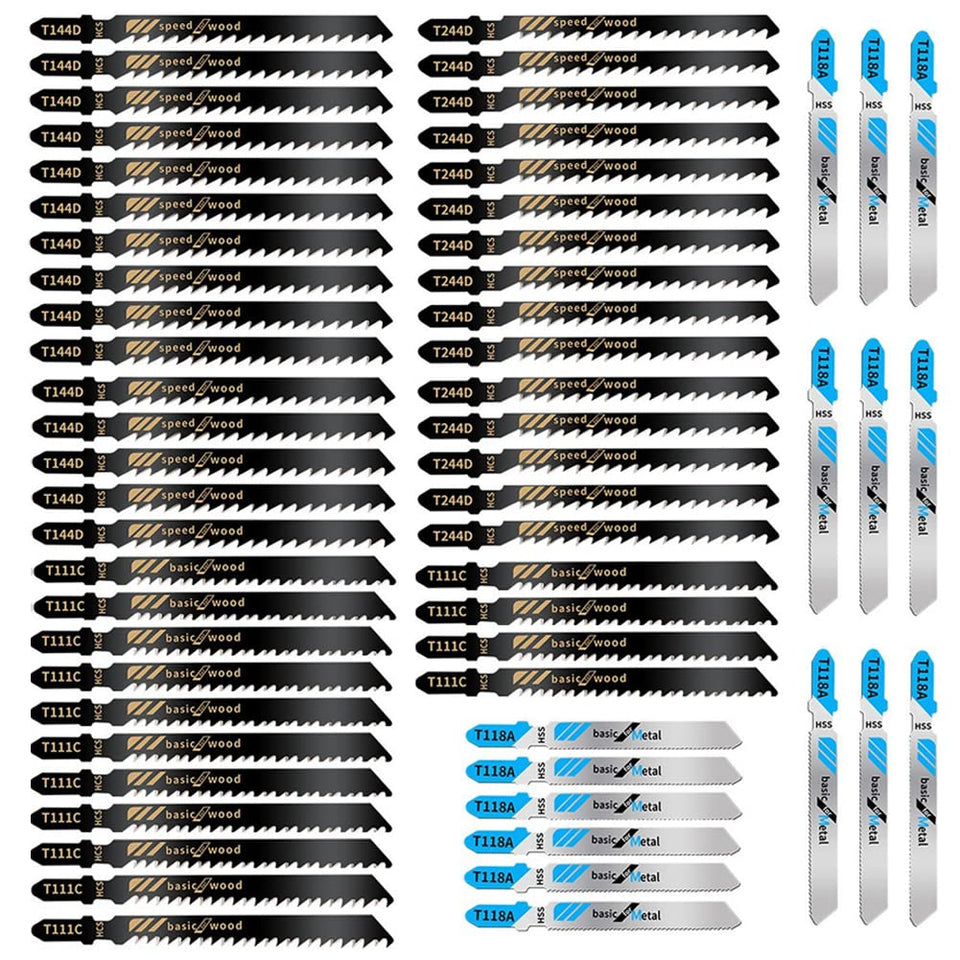 Rvetol 60pcs jigsaw blades set for versatile cuts in wood, plastic, and metal