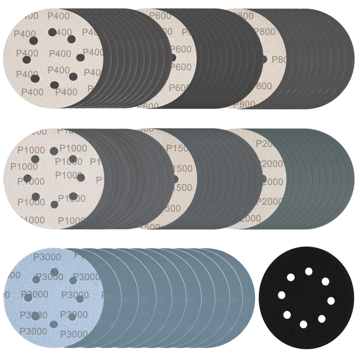 Rvetol sanding discs 5in with 8 holes for efficient dust removal on wood or metal