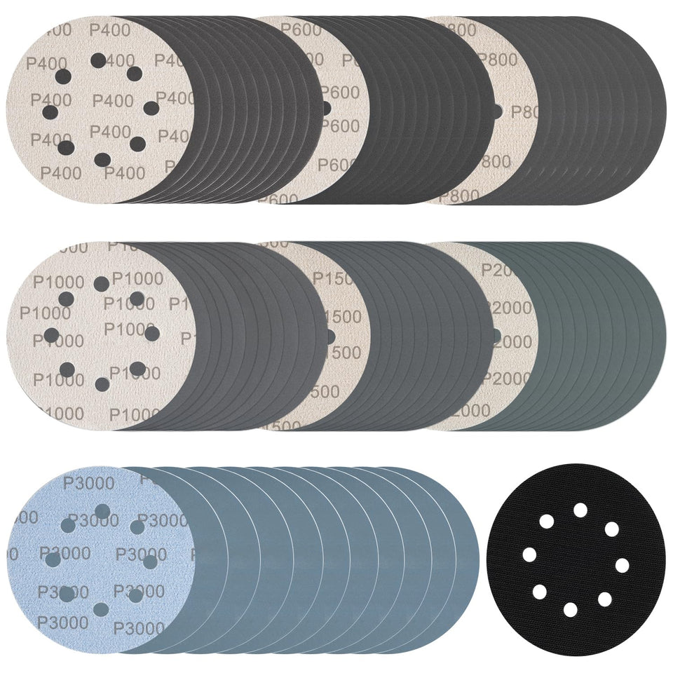 Rvetol sanding discs 5in with 8 holes for efficient dust removal on wood or metal