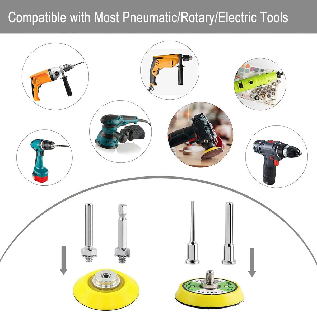 Rvetol shank pads 1/8-in and 1/4-in fit most rotary tools.