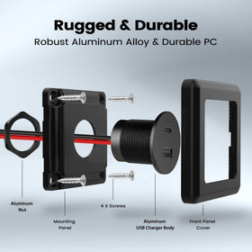 RVSPARK USB outlet black faceplate matching RV interiors