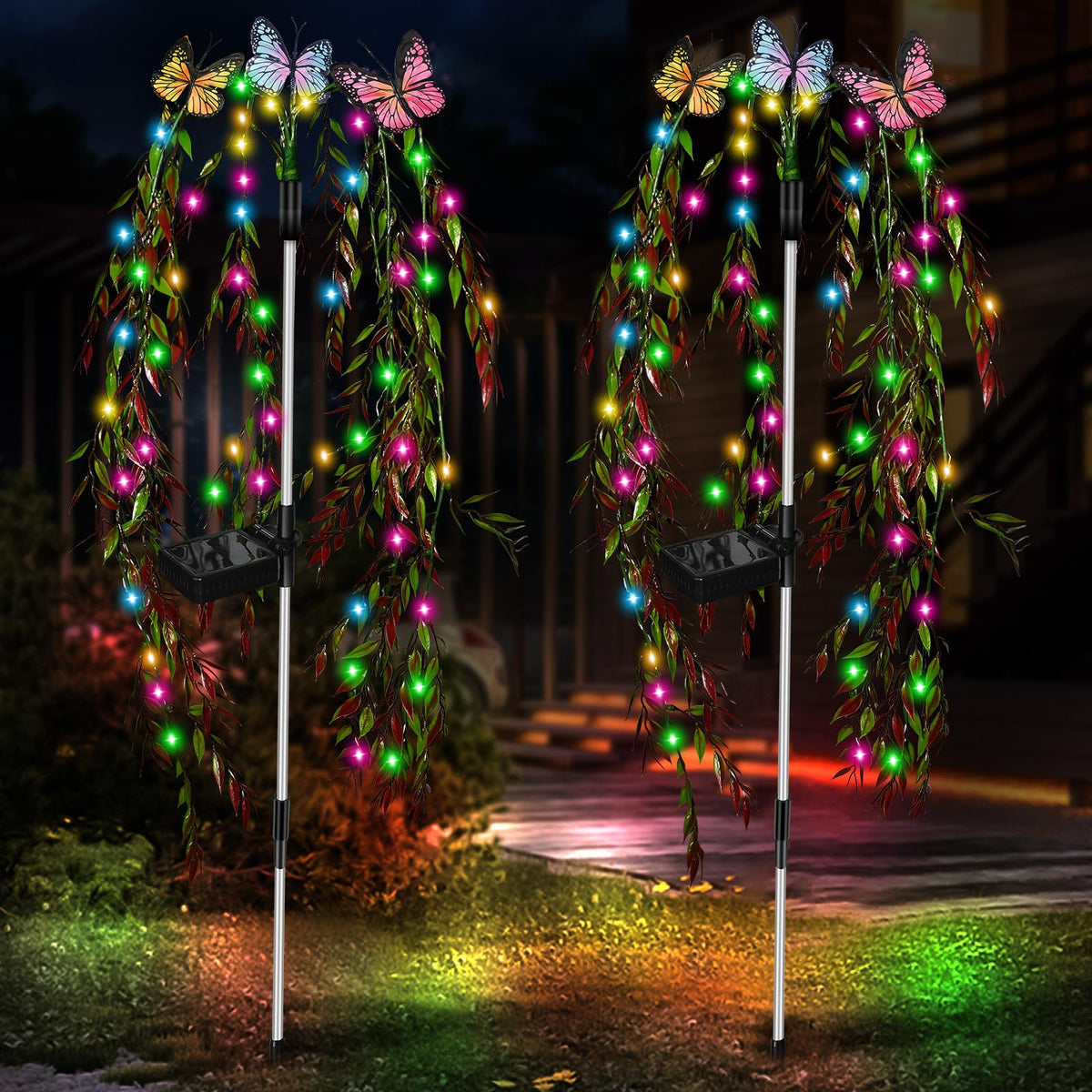 RWNXKARN solar garden lights illuminate outdoor walkways with easy tool-free setup