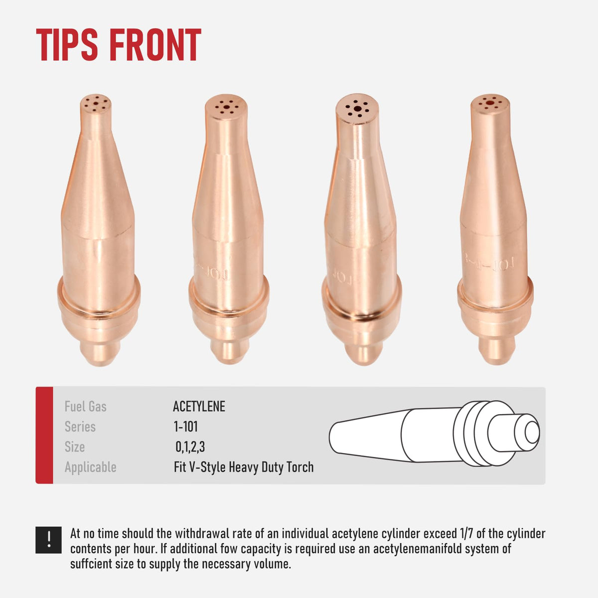RX WELD 1-101 tip size 1 enhances acetylene control and efficiency.