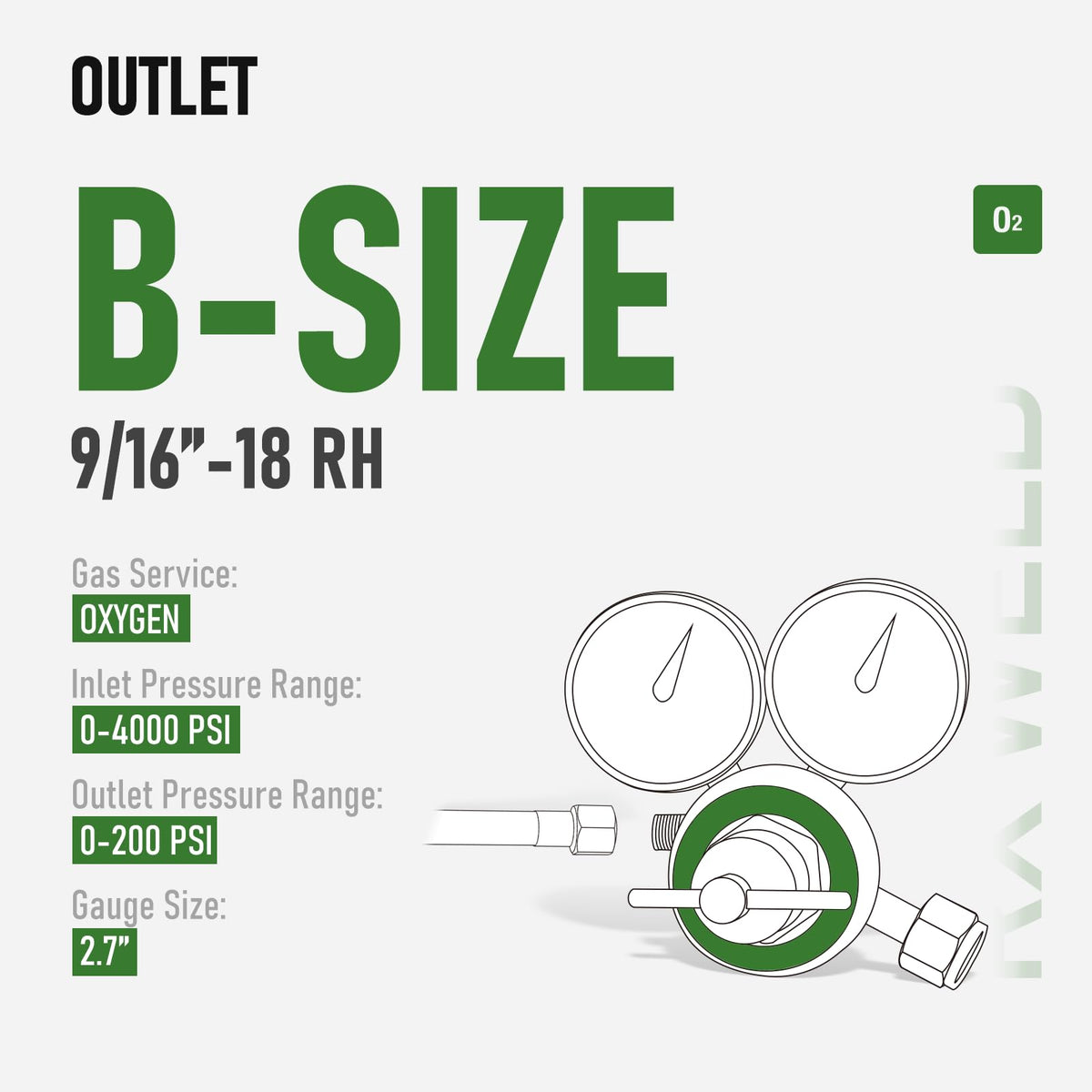 RX WELD acetylene regulator with CGA-510 inlet for reliable cutting performance.