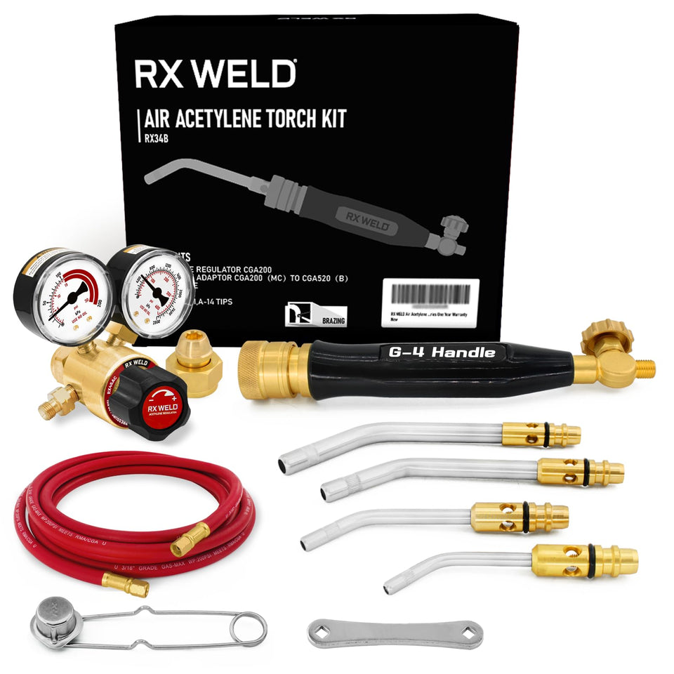 RX WELD regulator closeup for precise flame control during work.